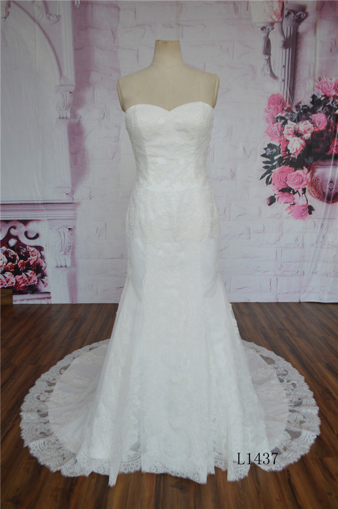 Elegant Applique Bridal Wedding Dresses Mermaid Strapless Wedding Dress