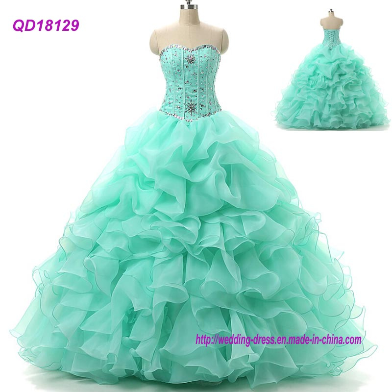 Crystal Beading Ruffle Ball Gown Quinceanera Dress