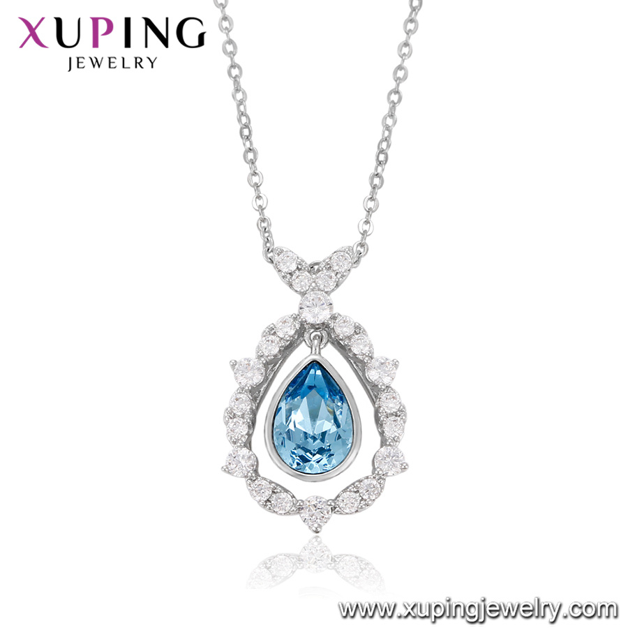 43882 Xuping Teardrop Crystals From Swarovski Wedding Necklace Jewelry for Women