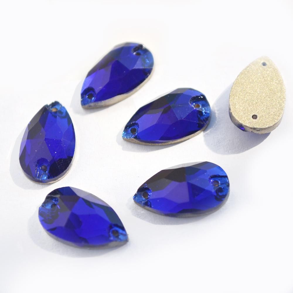 Handmake 7X12mm Teardrop Sapphire Blue Water Drop Shaped Flat Back Sewing Rhinestones