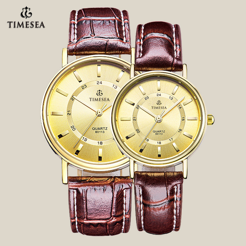 Top Quality Genuine Leather Couple Lover Wrist Branded Watch 70010