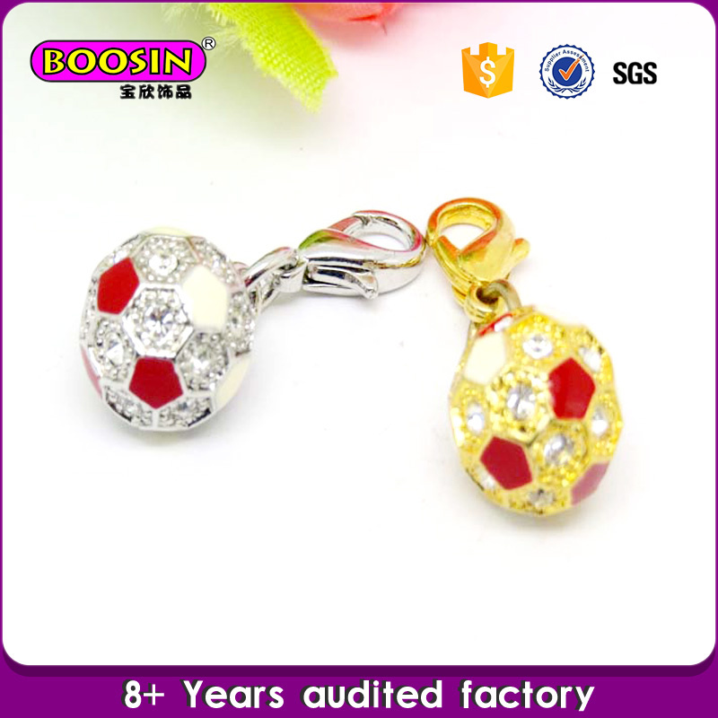 Guangzhou Wholesale Alloy Rhinestone Football Charm Jewelry