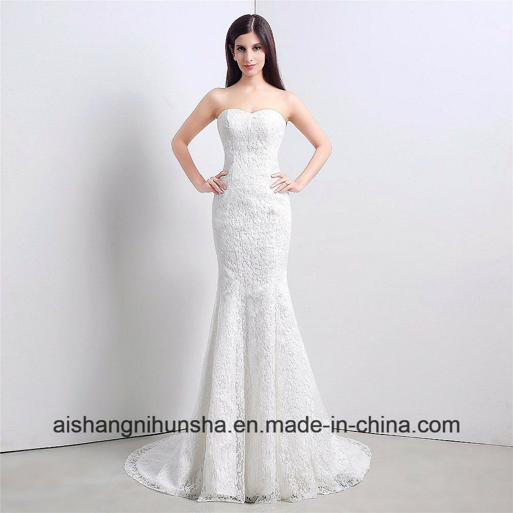 Modest Lace Mermaid Wedding Dress Corset Back Sweetheart Bridal Gown