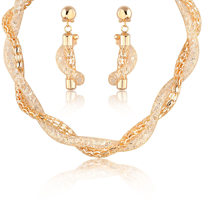 Fashion Wedding Crystal Gold Plated Jewellery Set 18K Gold Jewelry