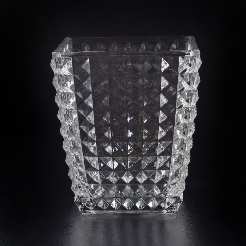 Faceted Candle Vessel with Square Shape