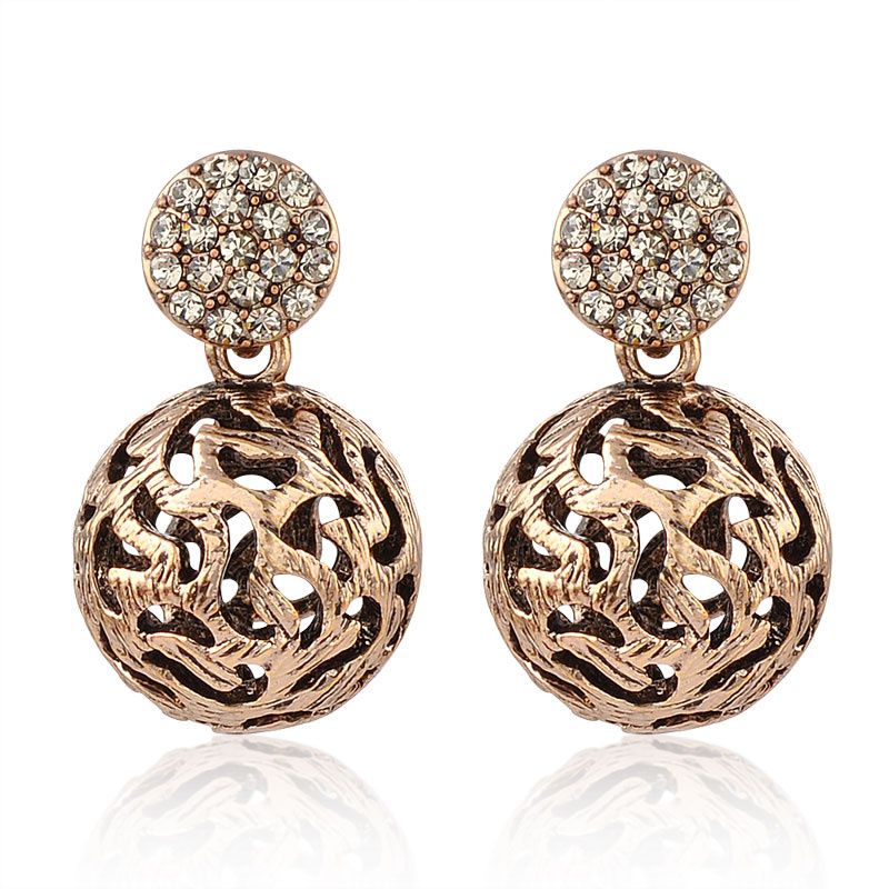 Retro Style Costume Gold Fashion Jewelry Ball Earrings