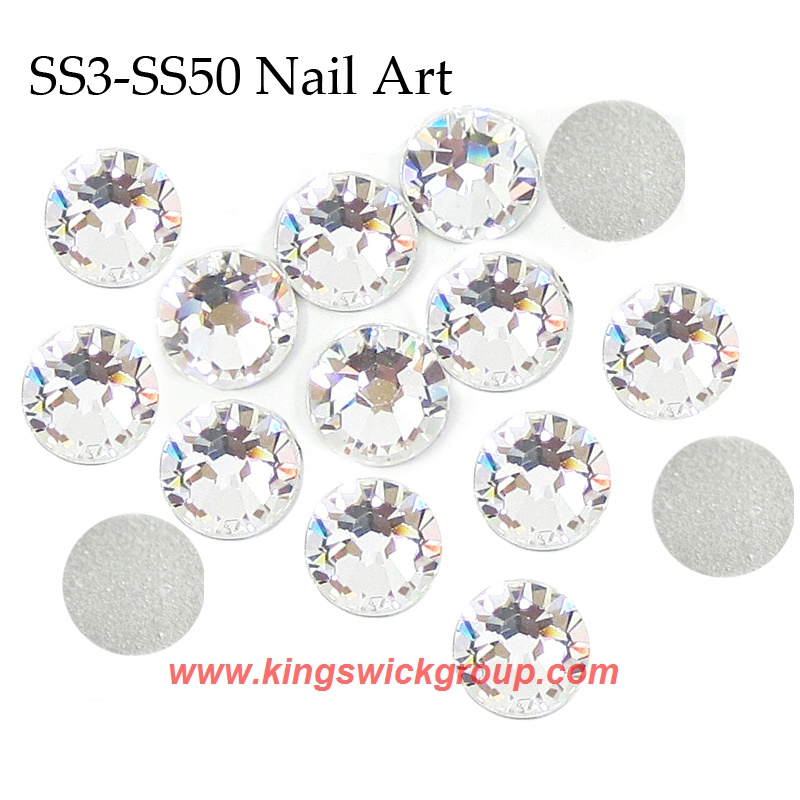 Wholesale 13 Sizes Clear Crystal Non Hotfix Flatback Rhinestones for Nail Accessories