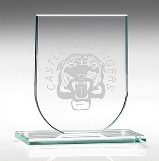 Blank Personalized U Shape Jade Glass Crystal Shield Trophy Award