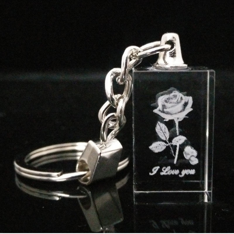 Cute and Good K9 Quality Crystal Heart Shaped Crystals Keychain for 3D Laser