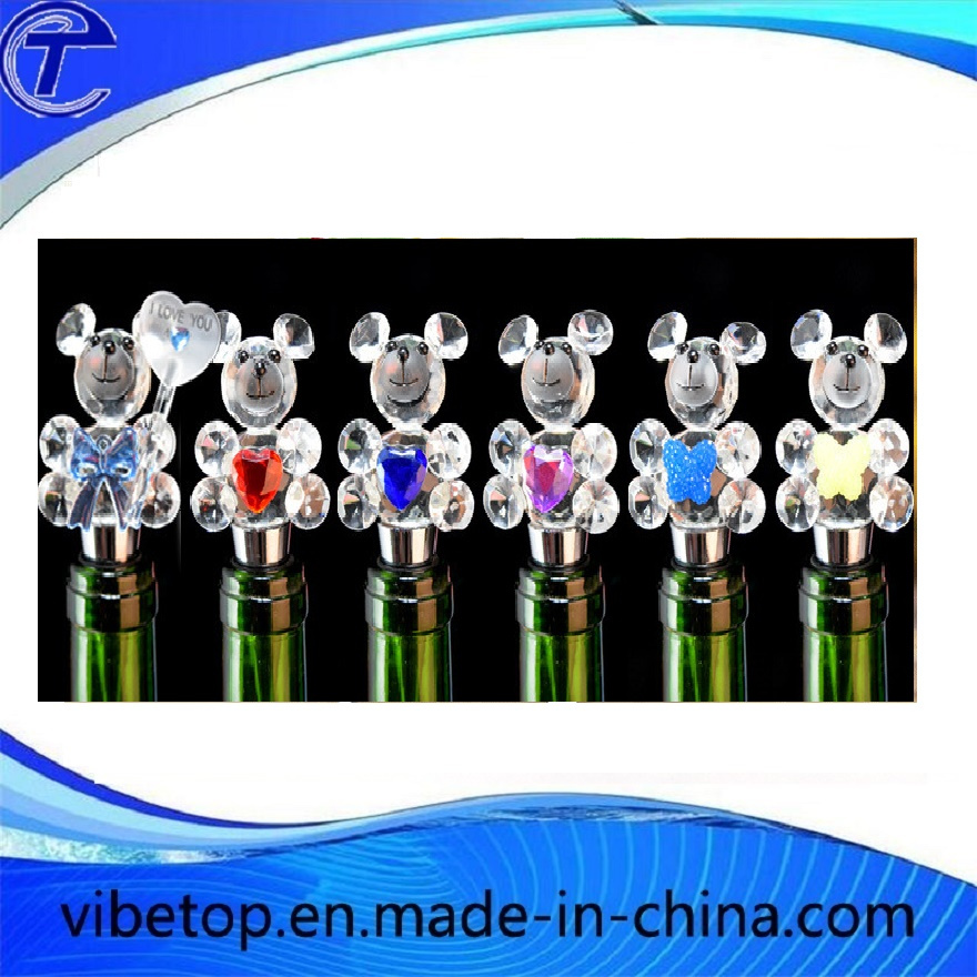 Newest Colorful Cute Little Bear Crystal Wine Plug Wine Stoper
