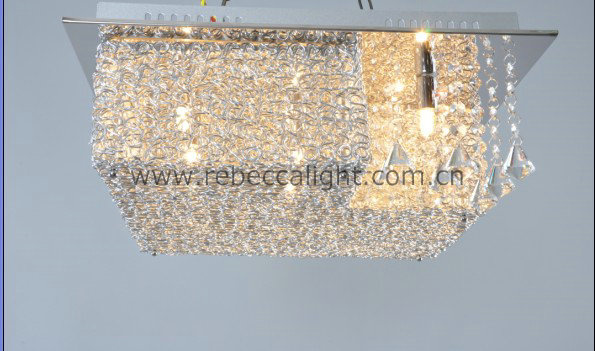 Square Aluminum Wires and Crystal Ceiling Lamp
