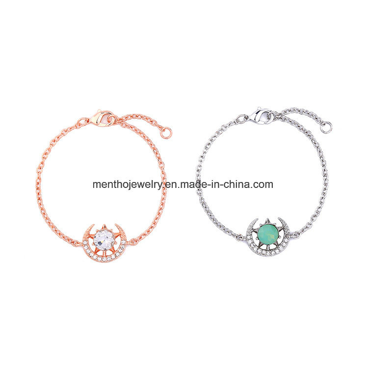 Simple Retro Accessories Rhinestone Studded Women's Bracelet Star and Moon Design Crystal Alloy Jewelry