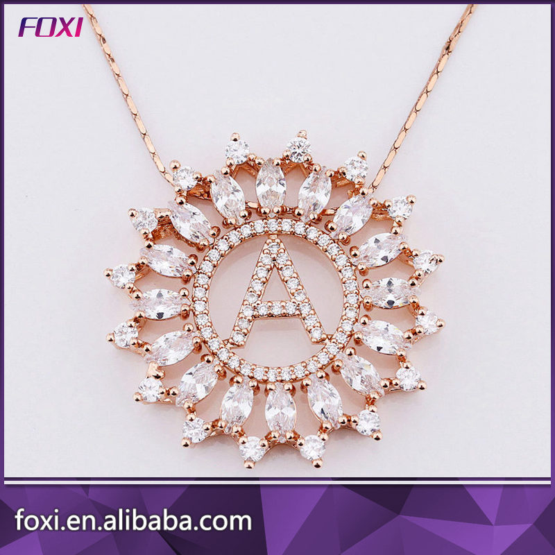 Horse Eye Shape Stone Round Design Letter a Pendant