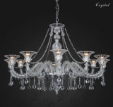 Graceful Glass Chandelier Lamp with Crystal Drop (90015-12)