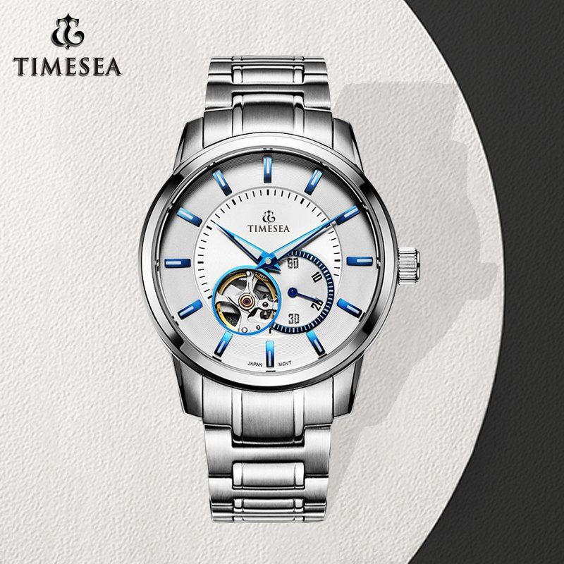 Skeleton Stainless Steel Automatic Wath Swiss Quality Mechanical Watch 72615