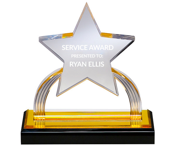 Acrylic Super Star Trophy (Five Star Award with Base)