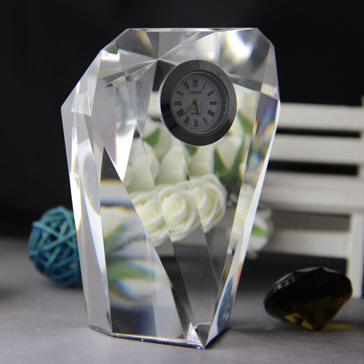 High Quantity K9 Crystal Glass Table Clock (KS06025)