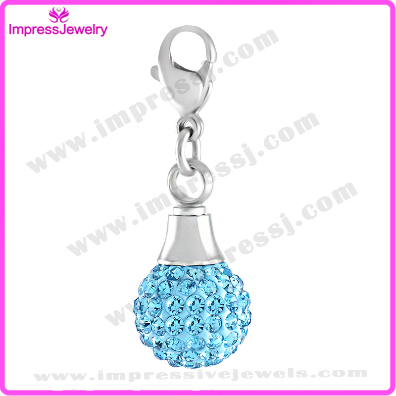Round Styple with Crystals Cremation Necklaces for Ashes Charms