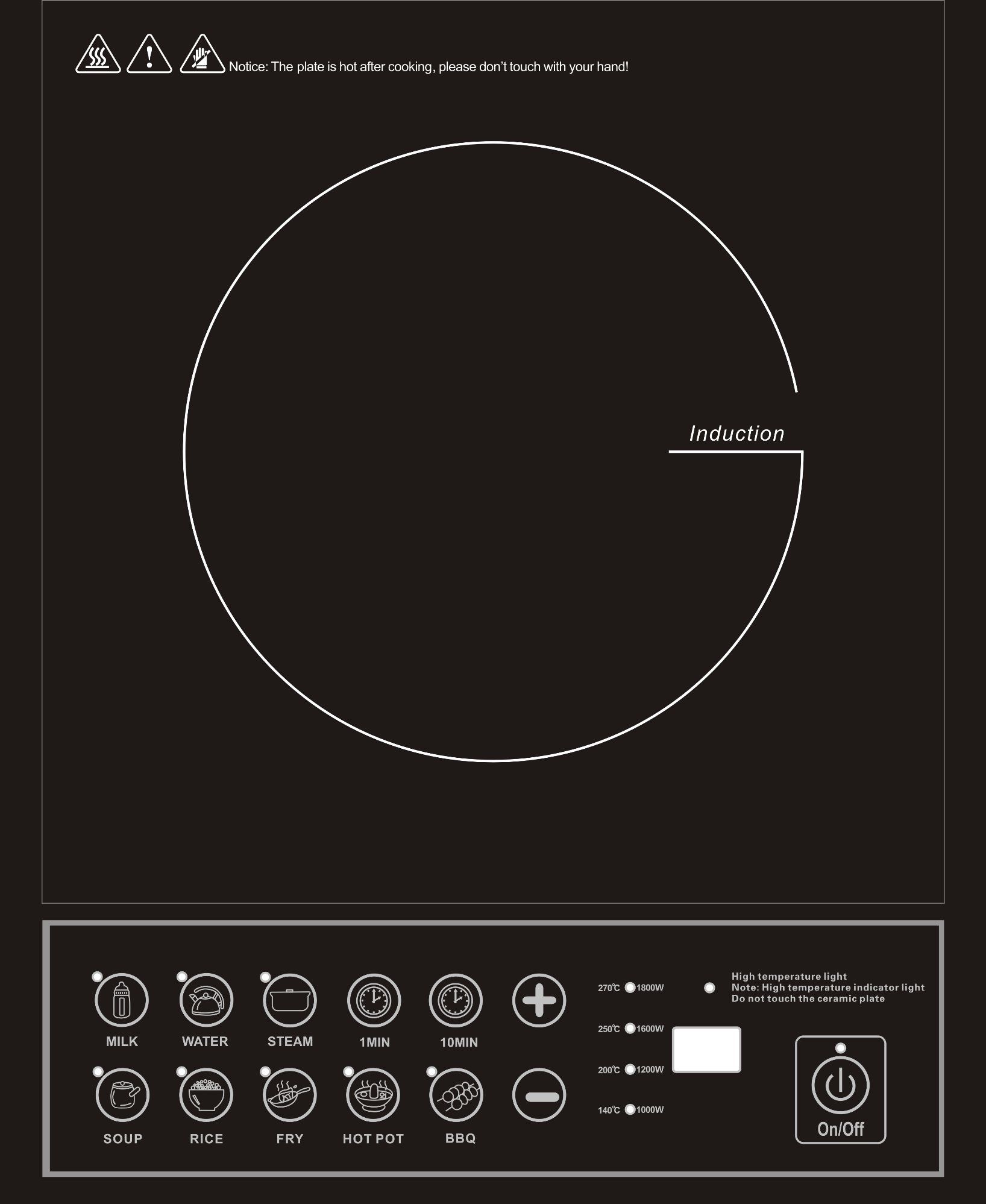 CE/RoHS Approved Push Button Single Burner Induction Cooker Model SM-DC19