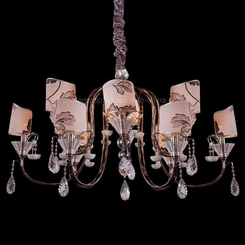 Factory Outlet Cloth Lampshade Bar Crystal Fixture Indoor Chandelier Light