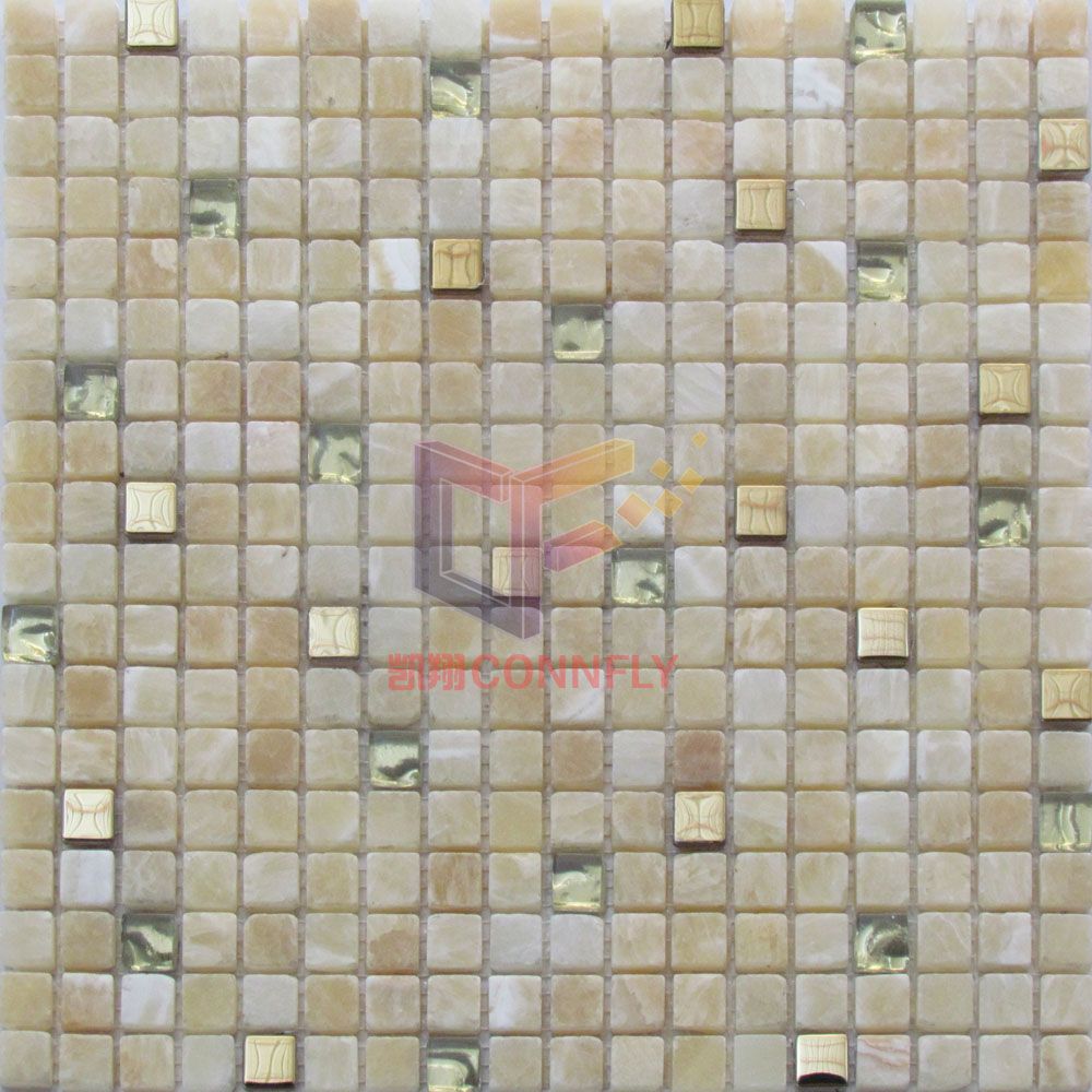 Luxury Style Marble Mix Metal Mosaic Tiles (CFS1013)