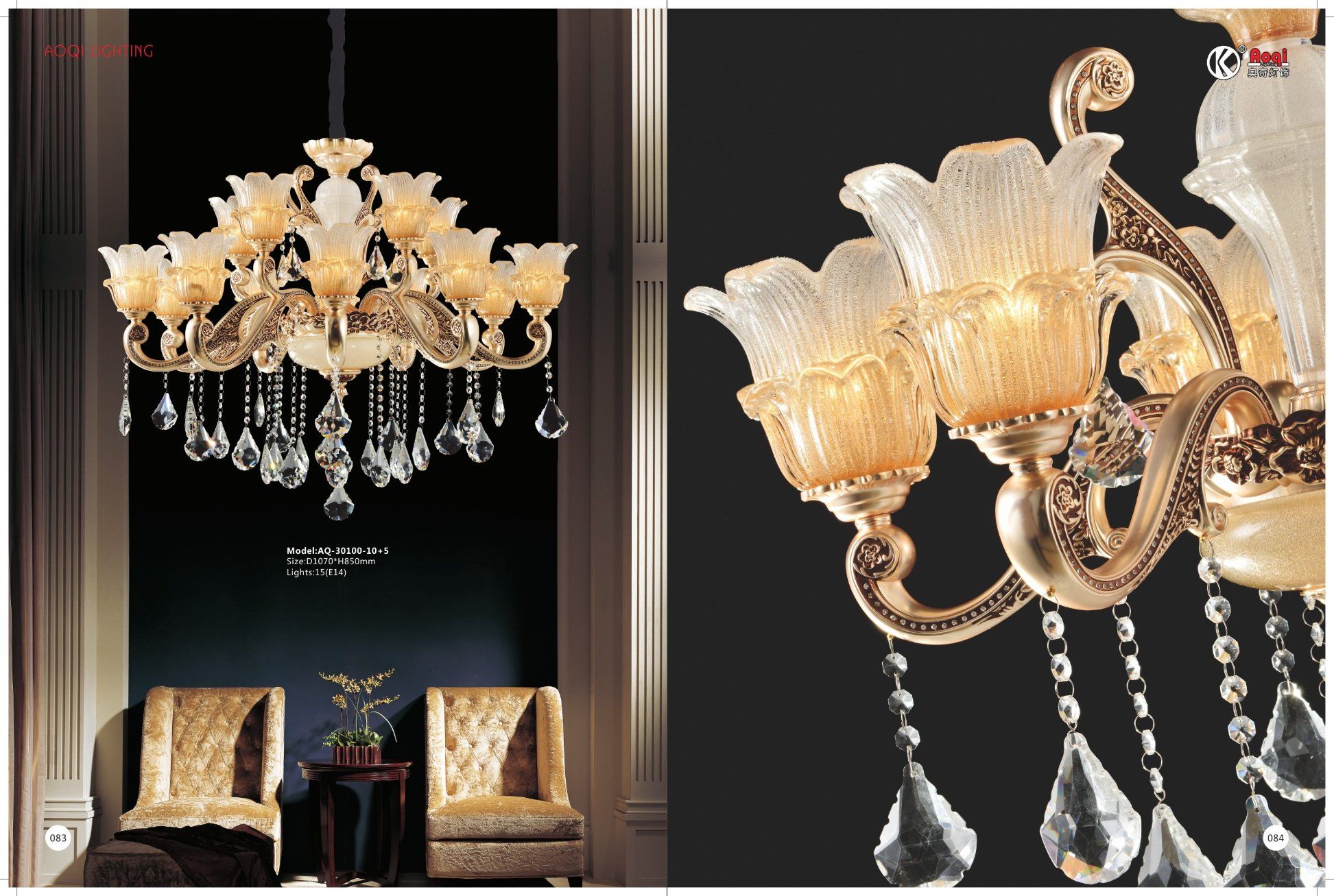 Hot Sale Anti-Brass Zinc Alloy Crystal Chandelier Light