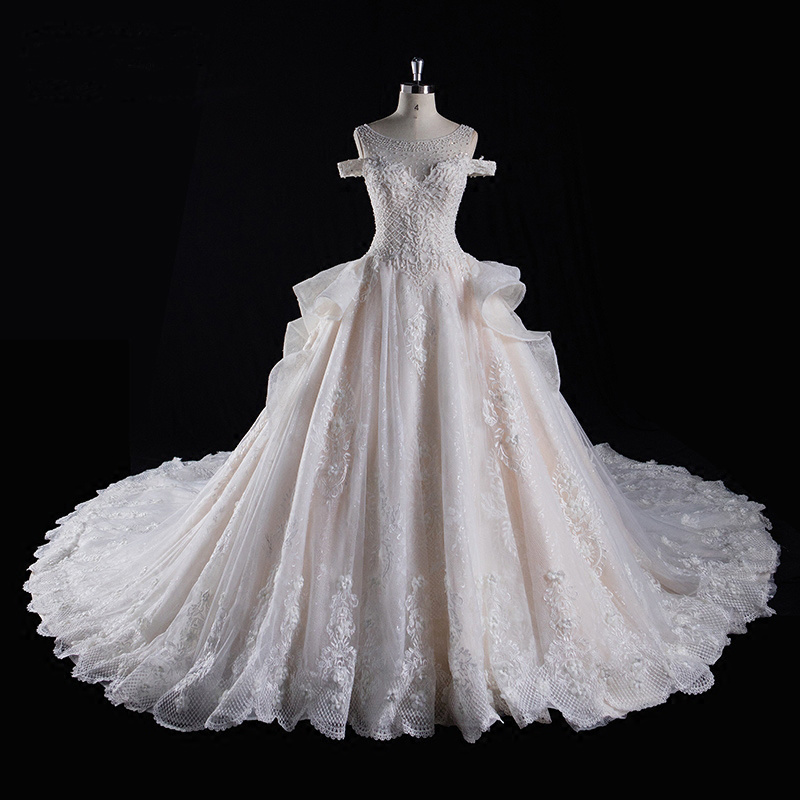 off Shoulder Beading Ball Bridal Wedding Gown