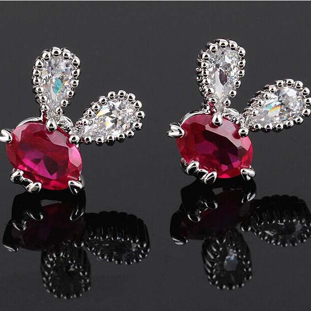 Silver Cubic Zirconia Crystal Diamond Stud Zircon Earrings