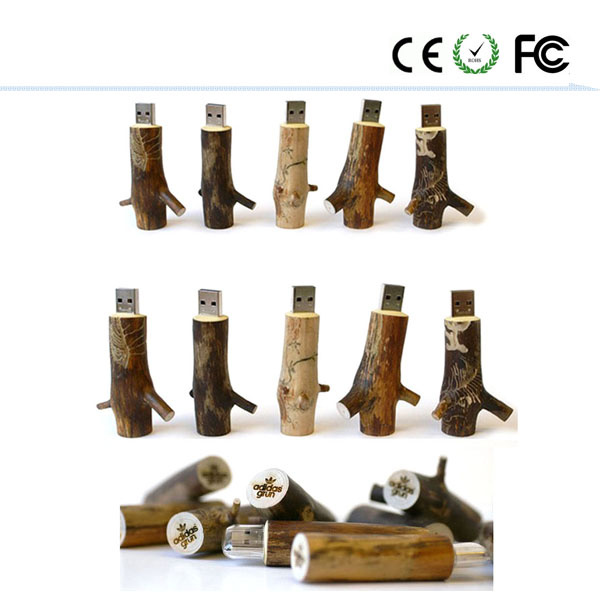 Wooden Branch USB 2.0 Flash Memory Stick Drive U Disk