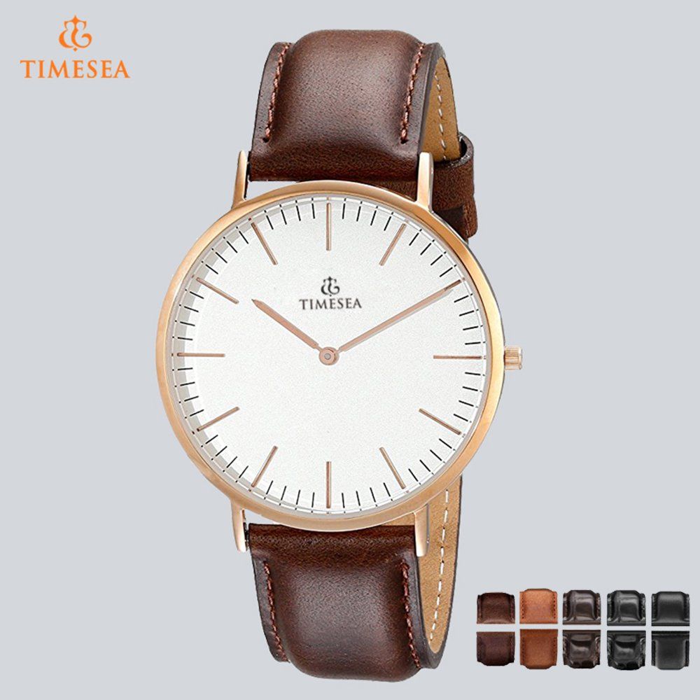 Mens Custom Logo Wrist Watches Quartz Watch with Genuine Leather72024