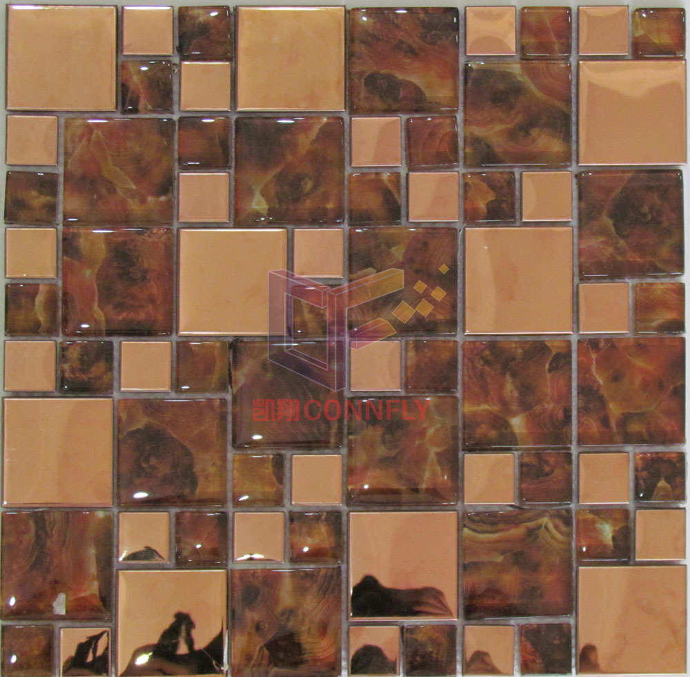Rose Gold Mirror Face Stainless Steel Mix Crystal Mosaic (CFM846)