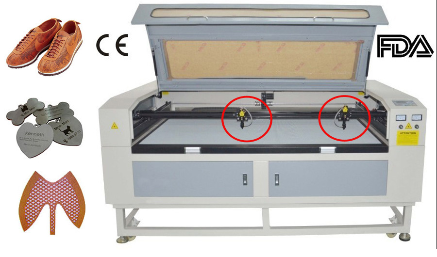 Strong Quality Two Heads Leather Laser Cutting Machine 1600*1000mm
