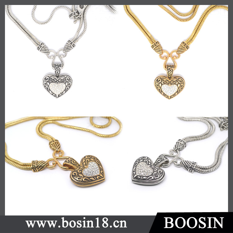 2016 Vintage Fashion Heart Gold Pendant Necklace with Crystal #16774