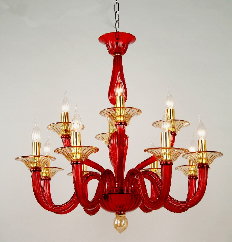 Red Glass Pendant Lighting Chandelier (KD0123-8+4)