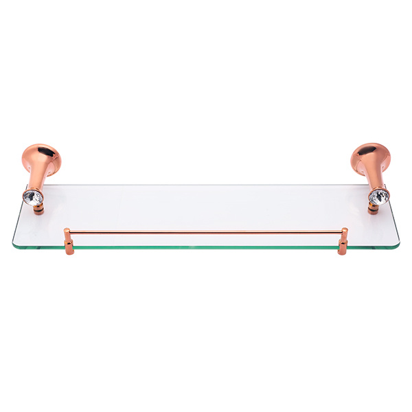 Premium Sanitary Ware Brass Bathroom Single Shelf and Rack Glass Shelf