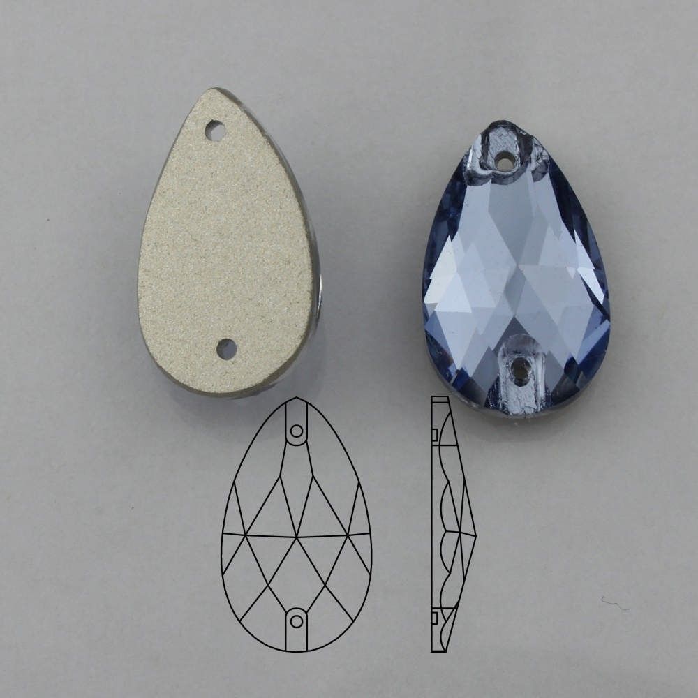 Wholesale Drop Sew on Rhinestone with 2 Holes Foiled Back