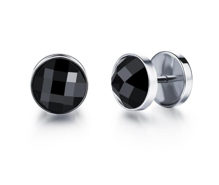 Big Earrings for Men Black Crystal Earrings Stainless Steel AAA Zirconia Stud Earrings Men Ear Jewelry Wholesale