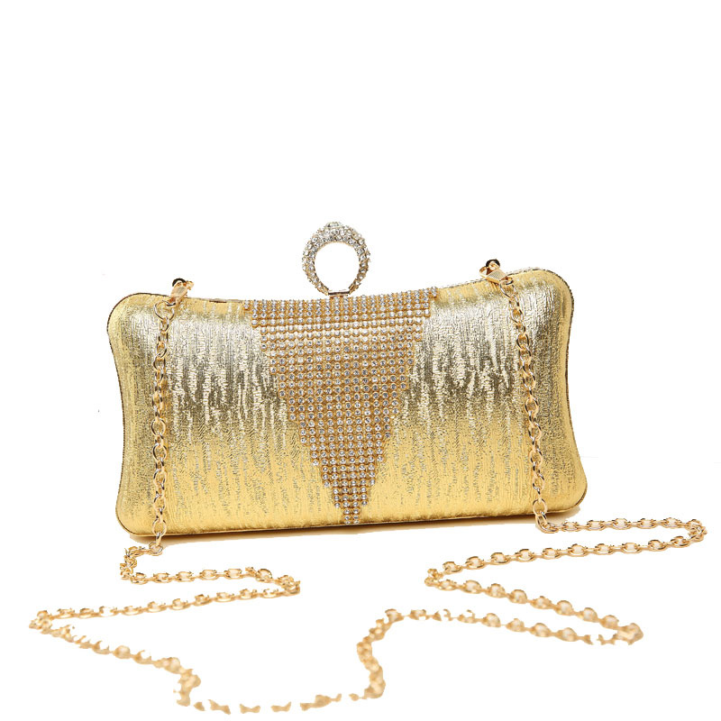 2016 Newest Shining Box Chain Diamond Ring Clutch Bag