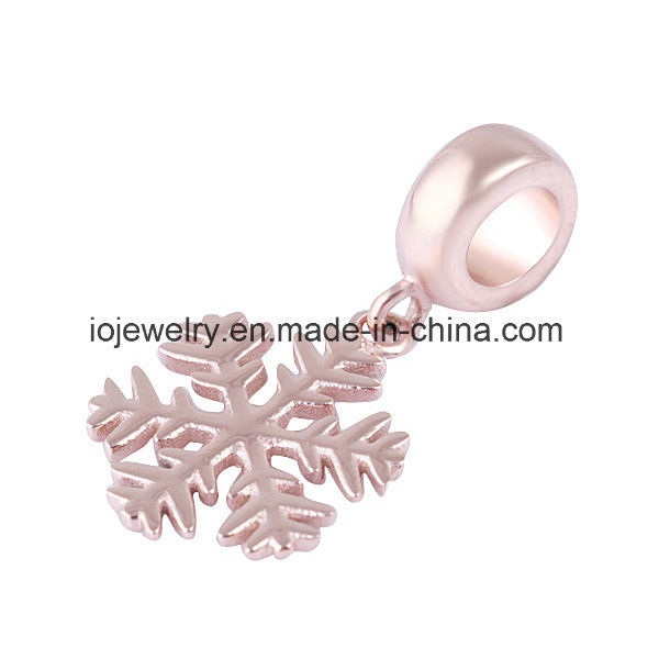 European Style Jewelry Rose Gold Plated Snowflake Charms