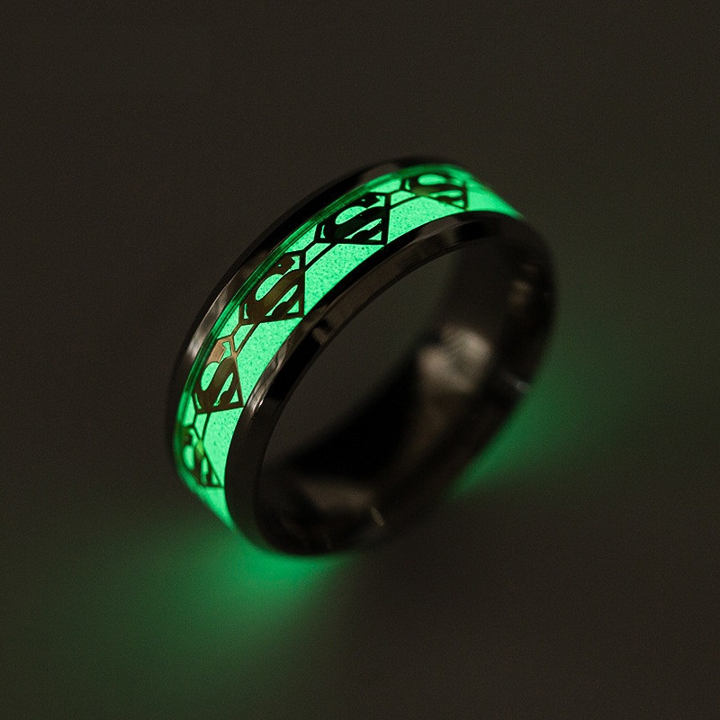 2017 Retro Luminous Men Ring Stainless Steel Batman Men's Ring