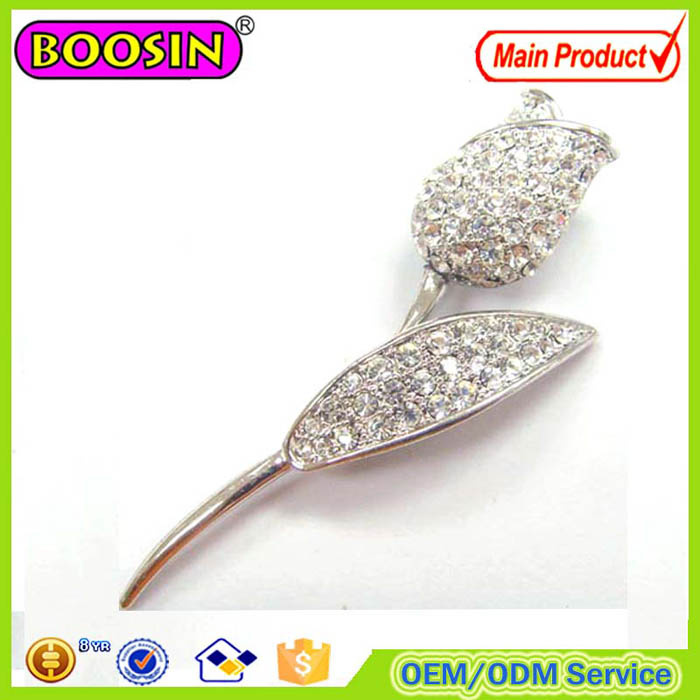 Sparkle Australian Crystal Tulip Silver Brooch Silver Magnetic Brooch