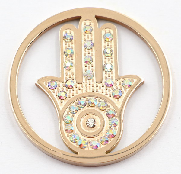 Hand Coin Plate in Rose Gold with White Crystal