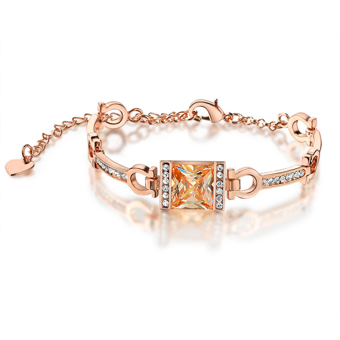 Cubic Zircon Glass Crystal Glass Cut Costume Jewelry Women Bracelet with Stone