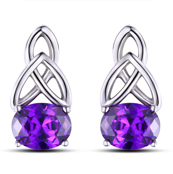 Fashion Jewelry Silver Plated Crystal Stud Earrings for Women