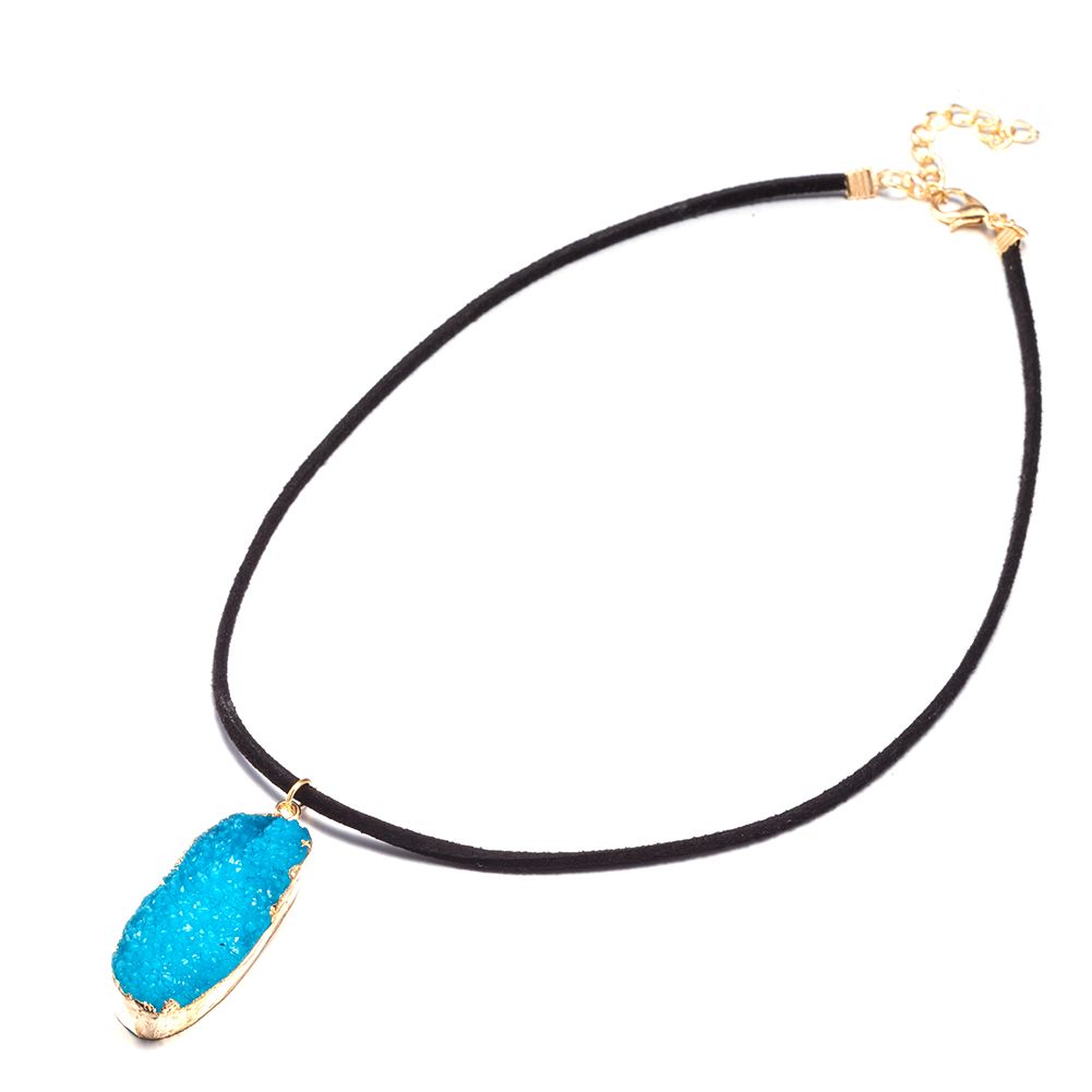 Crystal pendant Necklace Oval Shape Pendant Women Jewelry Blue Crystal Necklace