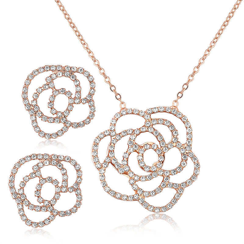 Rose Flower Fancy Items Fashion Pendant Jewelry Set
