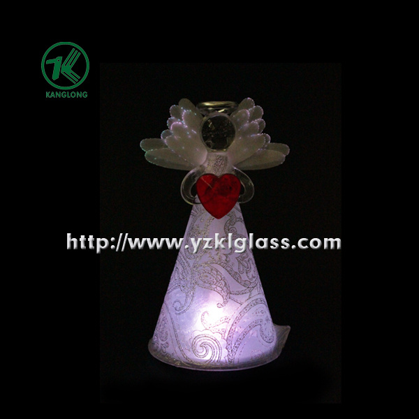 Glass Angle Holding Heart for Christmas Decoration by BV, SGS (7.8*8.5*15 cm)