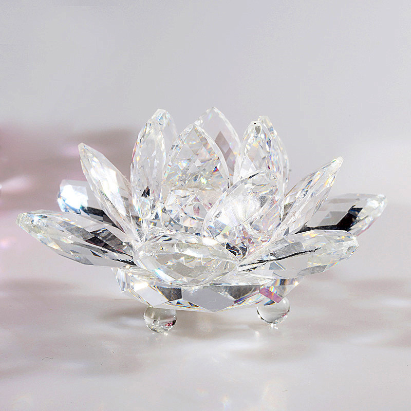Beautiful K9 Decoration Colorful Crystal Lotus Flower