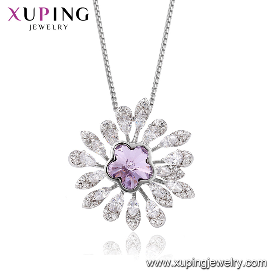 43808 Shinny Beautiful Crystals From Swarovski Flower Pendant Necklace Jewelry for Women