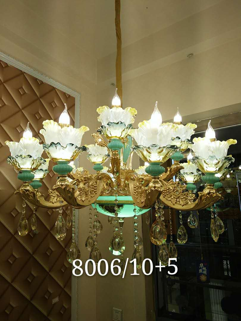 Franch Style Light Green Golden Chandelier Light